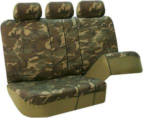 img 2 attached to 🌲 FH Group Camouflage Split Bench Seat Cover: Dark Camo Design for Trucks, SUVs, and Vans - Universal Fit