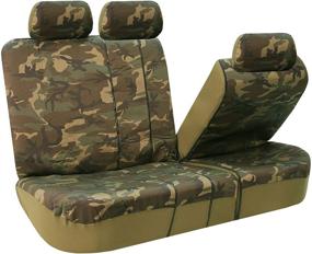 img 3 attached to 🌲 FH Group Camouflage Split Bench Seat Cover: Dark Camo Design for Trucks, SUVs, and Vans - Universal Fit