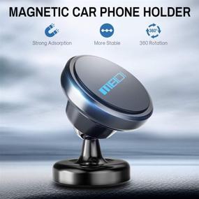 img 1 attached to 📱 MEIDI Magnetic Phone Car Mount: 360°Rotation Dashboard Cell Phone Holder for iPhone X, Galaxy S8, GPS and More (Black)