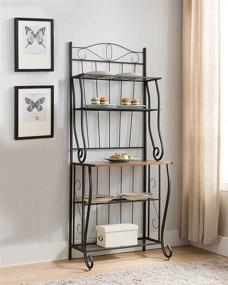 img 4 attached to 🏰 Kings Brand Furniture 5-Tier Kitchen Bakers Rack - Black/Walnut Storage Solution