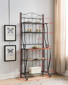 img 2 attached to 🏰 Kings Brand Furniture 5-Tier Kitchen Bakers Rack - Black/Walnut Storage Solution