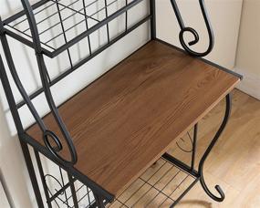 img 3 attached to 🏰 Kings Brand Furniture 5-Tier Kitchen Bakers Rack - Black/Walnut Storage Solution