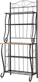 img 1 attached to 🏰 Kings Brand Furniture 5-Tier Kitchen Bakers Rack - Black/Walnut Storage Solution