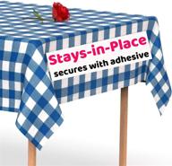 🔵 stay-in-place blue checkered plastic tablecloth - adhesive secured & windproof: swanoo rectangle 5 pack 54x108 inch disposable tablecloths logo