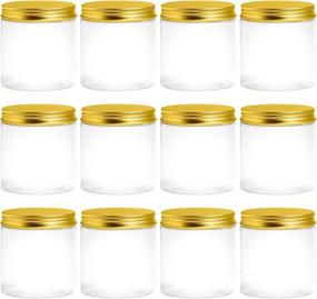 img 4 attached to 🔆 8 oz Clear Plastic Jars with Lids - Slime and Craft Containers for Cosmetics, Food Storage - Pack of 12 (Gold)