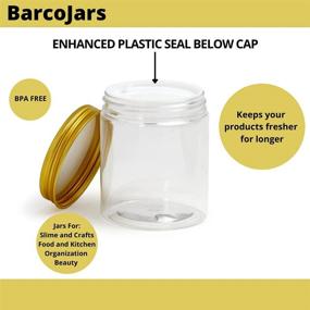 img 3 attached to 🔆 8 oz Clear Plastic Jars with Lids - Slime and Craft Containers for Cosmetics, Food Storage - Pack of 12 (Gold)