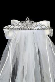 img 2 attached to 👑 Sparkling Rhinestone Crown Veils for Girls' First Holy Communion - iGirlDress