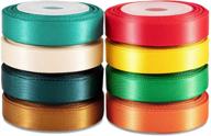 🎀 humphrey's craft 8 colored satin ribbon pack- 3/8'' x 5 yards each- 40 yards total for diy crafts, embellishments, sewing, gift wrapping, hair bows, wedding decor logo