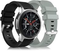 🎁 набор из 2 ремешков lerobo для samsung galaxy watch 3 45 мм / galaxy watch 46 мм / gear s3 frontier, 22 мм силиконовый ремешок для умных часов для мужчин и женщин - черно-серый. логотип