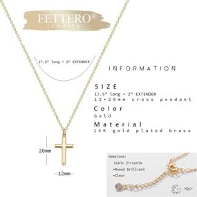 img 1 attached to 🔗 Minimalist Dainty Chain Cross Necklace | Faith Pendant 14K Plated | Tiny God Lords Prayer Religious Jewelry Gift | Fettero