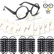 yohold wizard glasses 24 pack for kids costume party, black round frame, lightning bolt tattoos, no lenses логотип