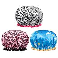 popchose shower cap: stylish satin hair bonnet for long hair, reusable and waterproof hair bath cap, eva lined shower hat for all hair lengths logo