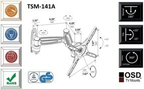 img 1 attached to 🖼️ OSD Audio TSM-141A Двойное крепление стены из алюминия с полным диапазоном движения и антикражным дизайном для телевизоров от 17 до 37 дюймов