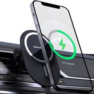 🔌 nillkin magnetic wireless car charger, magsafe car mount charger with secure air vent clamp for iphone 13 pro max/12 pro max/13 pro/12 pro/12/13 mini - black logo