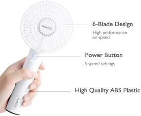 img 3 attached to 🌀 White 4 inch Portable Fan with a Powerful and Whisper-quiet Brushless Motor, Rechargeable