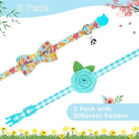 img 2 attached to 🐾 PUPTECK Adjustable Breakaway Cat Collars - 2 Pack Kitten Collars with Bells and Detachable Bowtie and Flower, Adorable Spring Summer Cat Collars, Soft and Cozy