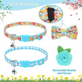 img 1 attached to 🐾 PUPTECK Adjustable Breakaway Cat Collars - 2 Pack Kitten Collars with Bells and Detachable Bowtie and Flower, Adorable Spring Summer Cat Collars, Soft and Cozy