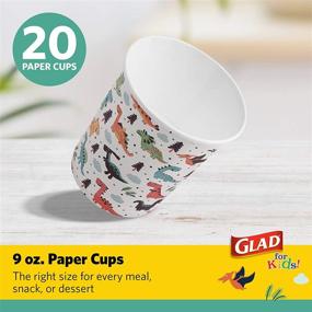 img 3 attached to 🦕 Glad for Kids Dinosaur Paper Cups: 20 Count Heavy Duty Disposable Cups with Dinosaur Design for Everyday Use - 9 Ounces, Ideal Dinosaur Birthday Party Supplies