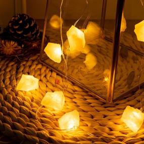 img 4 attached to 🌹 Natural Rose Quartz Crystal String Lights 6.5FT 20 LEDs - USB & Battery Powered Fairy Lights with Remote - Raw Stone Gem Decor Night Light for Indoor/Outdoor, Wedding, Birthday Party, Bedroom - KAiSnova