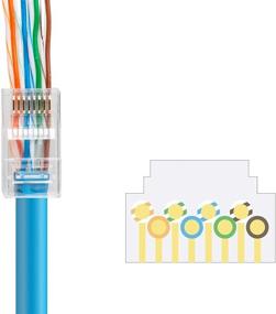 img 1 attached to 🔌 UbiGear 100 шт. Кабель сети CAT6 RJ45 23 AWG с проходным модульным разъемом и с золотистым покрытием на коннекторе 8P8C