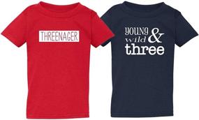 img 2 attached to 🎂 Cute 3rd Birthday Tee Shirt Set for Little Toddler Boys: 'Threenager' & 'Young, Wild, Three' – 2-Pack