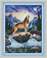 🐺 benway howling wolves cross stitch kit - needlework, needlecraft, 14ct, 56x71cm logo