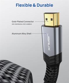 img 1 attached to 🔌JSAUX Плоский ультратонкий кабель HDMI 4K 6.6 футов – Высокоскоростной 18 Гбит/сек для UHD ТВ, Playstation PS4 – Поддерживает 3D, 4K@60 Гц, 2160P, HD 1080P, Возврат аудио, Ethernet - Серый