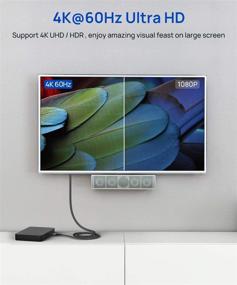 img 4 attached to 🔌JSAUX Плоский ультратонкий кабель HDMI 4K 6.6 футов – Высокоскоростной 18 Гбит/сек для UHD ТВ, Playstation PS4 – Поддерживает 3D, 4K@60 Гц, 2160P, HD 1080P, Возврат аудио, Ethernet - Серый