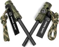 🔥 swiss safe 5-in-1 fire starter (2-pack) with compass, paracord, and whistle - essential emergency survival gear for camping, hiking, all-weather логотип