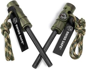 img 4 attached to 🔥 Swiss Safe 5-in-1 Fire Starter (2-Pack) with Compass, Paracord, and Whistle - Essential Emergency Survival Gear for Camping, Hiking, All-Weather