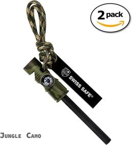 img 3 attached to 🔥 Swiss Safe 5-in-1 Fire Starter (2-Pack) with Compass, Paracord, and Whistle - Essential Emergency Survival Gear for Camping, Hiking, All-Weather