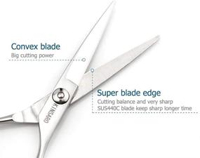 img 1 attached to 🔪 Профессиональные 5,5" парикмахерские ножницы, для стрижки волос, изготовленные с японскими 440C Серебристые выпуклые лезвия - Kinsaro Ножницы для стрижки