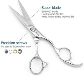 img 2 attached to 🔪 Professional 5.5" Barber Scissors, Hair Shears made with Japan 440C Silvery Convex Blades - Kinsaro Cutting Shears