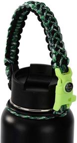 img 3 attached to 🧗 QeeLink Paracord Handle for Wide Mouth Water Bottles - Durable Carrier Strap Cord with Safety Ring, Carabiner, and Compass - Fits 12oz to 64oz Bottles