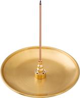 🔥 oiiki 3-in-1 incense burner: 6.7" brass holder, alloy cone ash catcher for indoor & outdoor use логотип