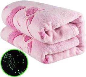 img 4 attached to 🦄 Urban Souq's Glow in The Dark Unicorn Blanket: Soft Pink Fleece Throw for Girls - Queen Size 60x80 Bed, Couch or Travel Comforter