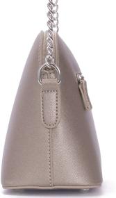 img 2 attached to Chic and Compact: DAVIDJONES Women's Jet Set Purse Dome Crossbody Bag - Stylish Saffiano PU Leather Handbag with Chain Strap