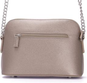 img 1 attached to Chic and Compact: DAVIDJONES Women's Jet Set Purse Dome Crossbody Bag - Stylish Saffiano PU Leather Handbag with Chain Strap