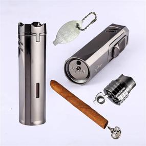 img 3 attached to 🔥 LAFULI Cigar Lighter - All-in-One Refillable Butane Torch with Cigar Punch, Draw Enhancer, and Holder - Cigar Accessories (Gas Not Included)