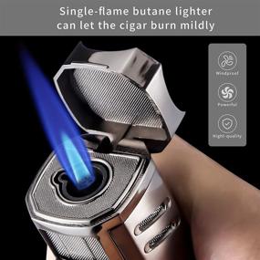 img 2 attached to 🔥 LAFULI Cigar Lighter - All-in-One Refillable Butane Torch with Cigar Punch, Draw Enhancer, and Holder - Cigar Accessories (Gas Not Included)