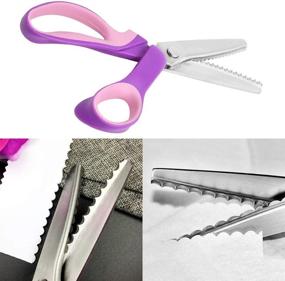 img 3 attached to 🧵 Stainless Steel Professional Dressmaking Pinking Shears - Zigzag Handled Scissors for Fabric Crafts & Sewing, Scalloped Edge Sewing Scissors