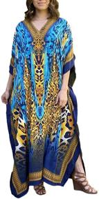 img 1 attached to Women's Casual Beach Kaftan Dress: Short Sleeve Loungewear Caftan for Swimsuit Cover-Up