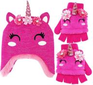 little winter unicorn knitted earflap girls' accessories for cold weather logo