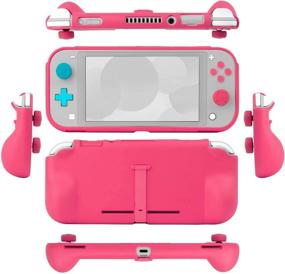 img 1 attached to 🎮 Enhance Your Nintendo Switch Lite Experience with Orzly Grip Case - Comfort Padded Hand Grips, Kickstand, and Pack of Thumb Grips in Pink