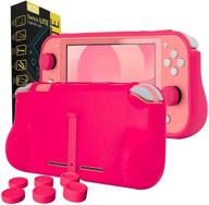 🎮 enhance your nintendo switch lite experience with orzly grip case - comfort padded hand grips, kickstand, and pack of thumb grips in pink logo