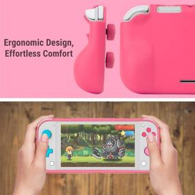 img 2 attached to 🎮 Enhance Your Nintendo Switch Lite Experience with Orzly Grip Case - Comfort Padded Hand Grips, Kickstand, and Pack of Thumb Grips in Pink