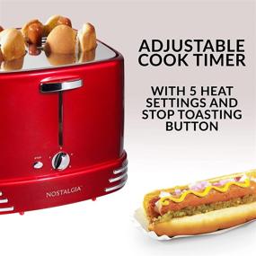 img 1 attached to Nostalgia RHDT800RETRORED Pop-Up Hot Dog Toaster With Mini Tongs: Works with Chicken, Turkey, Veggie Sausages, Brats! Retro Red Delight!