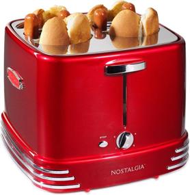 img 4 attached to Nostalgia RHDT800RETRORED Pop-Up Hot Dog Toaster With Mini Tongs: Works with Chicken, Turkey, Veggie Sausages, Brats! Retro Red Delight!