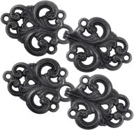 🧥 vintage black bezelry cloak clasp fasteners - 4 pairs swirl flower cape clips, 65mm x 28mm, sew on hooks and eyes, cardigan clips logo