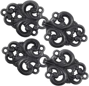 img 4 attached to 🧥 Vintage Black Bezelry Cloak Clasp Fasteners - 4 Pairs Swirl Flower Cape Clips, 65mm x 28mm, Sew On Hooks and Eyes, Cardigan Clips